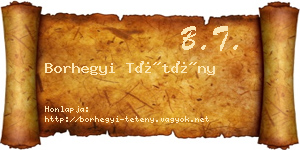 Borhegyi Tétény névjegykártya